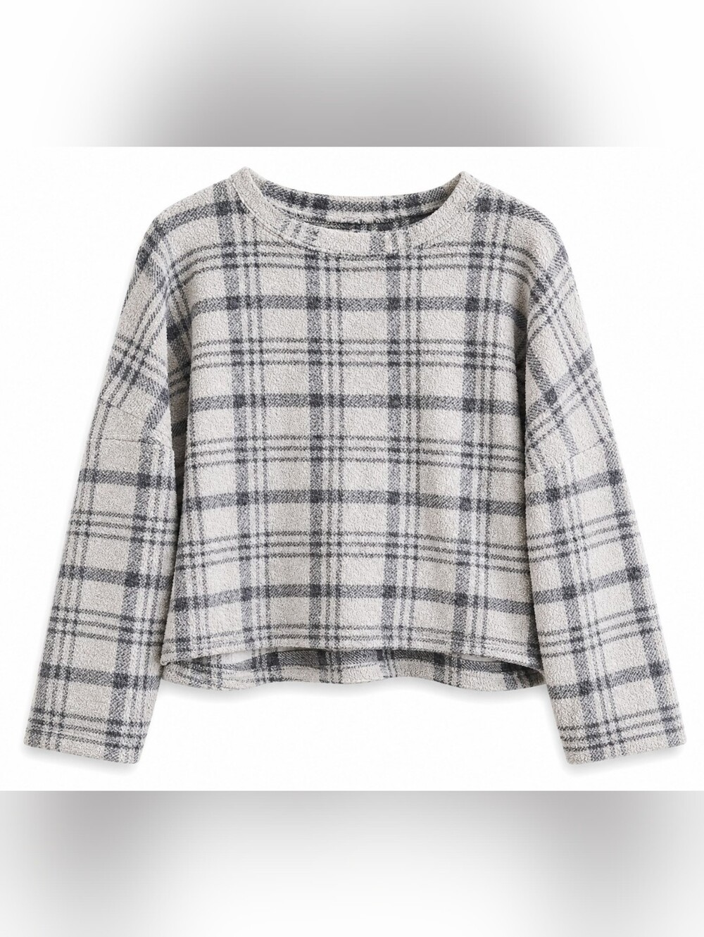 GAP Gray Plaid Fleece Sweater Sixe XL